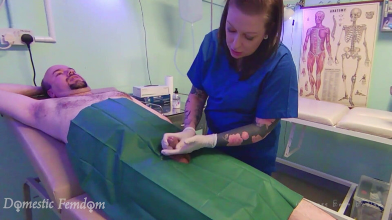 Domestic femdom: Medical Handjob