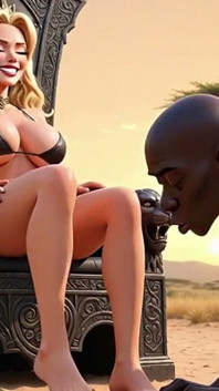 Femdom in Africa - Mistress Makes African Slave Lick Her Feet