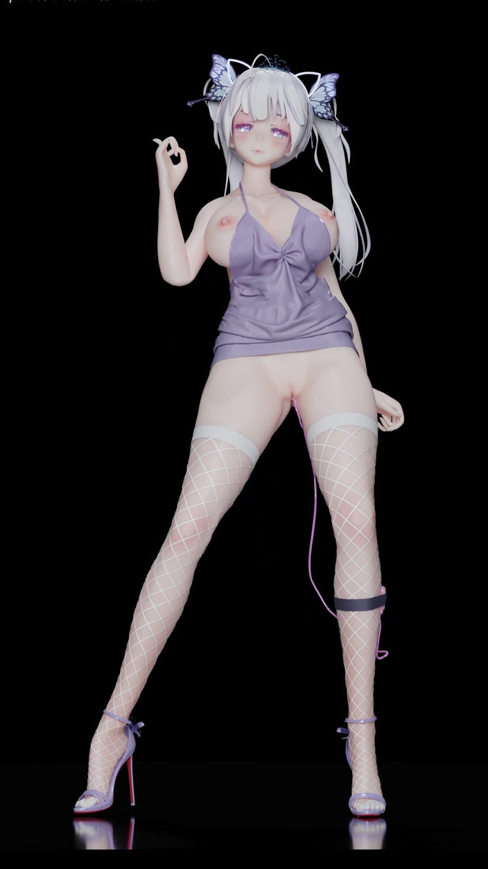 MikuMotion: Exid - हॉट गुलाबी सफेद फिशनेट स्टॉकिंग्स; बट प्लग; Twin Ponytails