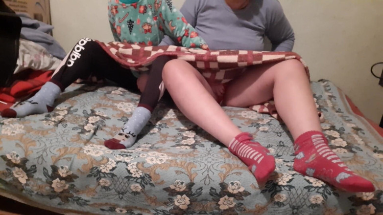 Lesbian-candys: We Mutual Masturbate Under the Covers While Our Stepparents Watch...