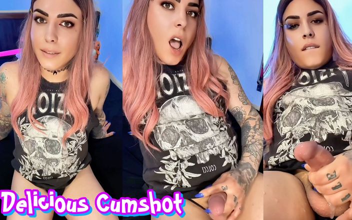 Emma Ink: Beautiful Tattooed Trans Girl Masturbates and Has Incredible Cumshot