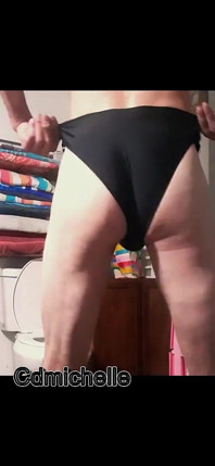 Crossdresser Cdmichell Wearing Daughters Black Panties