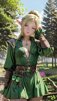 Forest Elf Queen! Kneeling in the Dappled Sunlight, Her Fingertips Tracing the Staff as She Gets Wet.