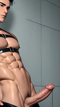 Soft Leather Twink in Harness Hard Slamming Fleshlight