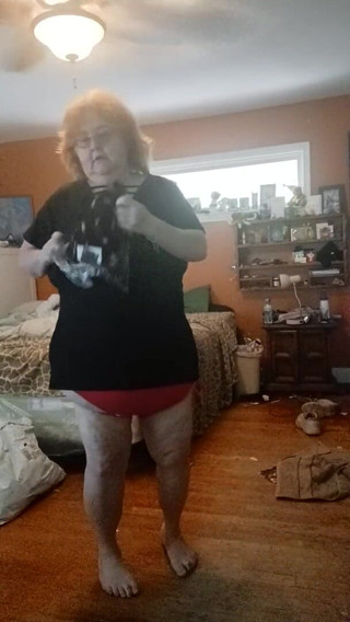 BBW nurse Vicki adventures with friends: Modeling the panties I sell part1 Red lace silky