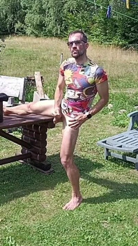 Jerking off While Hanging Out the Laundry