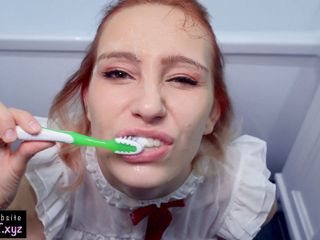 Kisscat: Face fuck deepthroat for young babe and cum on teeth...
