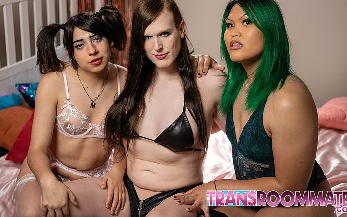 Trans Roommates: Trans dom roxxie můra testuje své dvě nové subs