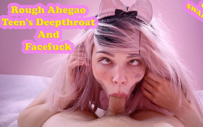 Deepthroat Queen: Drsné hluboké kouření a hardcore šukání do pusy Ahegao Teen - masivní...