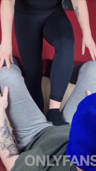 Ballbusting Trampling with Amateur Feet in Black Socks