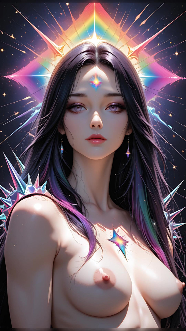 VelvetInk Studio: Syahwat bayang-bayang dengan pelangi Prism Spikes Fantasi Kosmik Ai Seni...