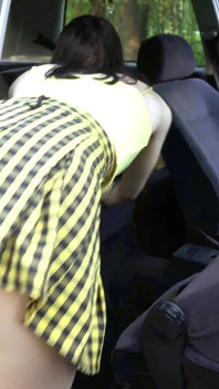 My18teens - Sexy Brunette Found a Dildo in the Car and Fucked Herself