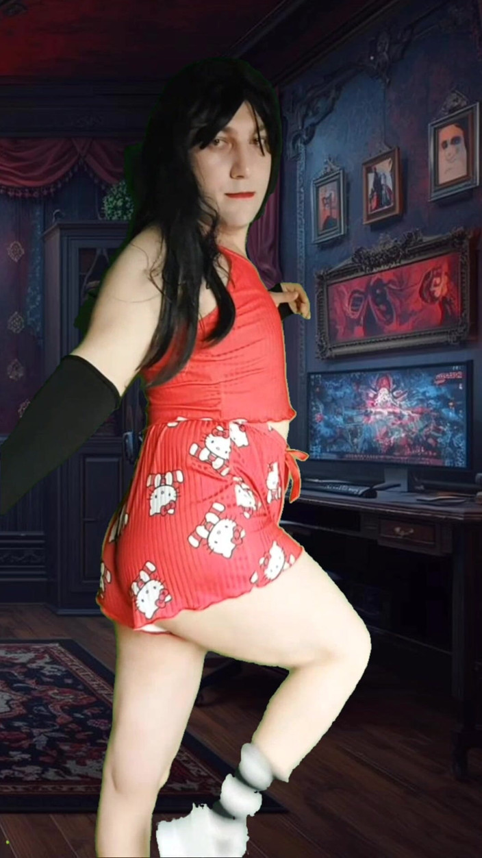 Kitty_Cross: White Feminine Pretty Sissy in Sweet Shorts Booty Dance