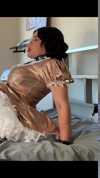 Sissy Maid Rides Her Doll in Chastity and Has a Sissygasm