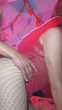 A Girl In Red And In Her Christmas Mode