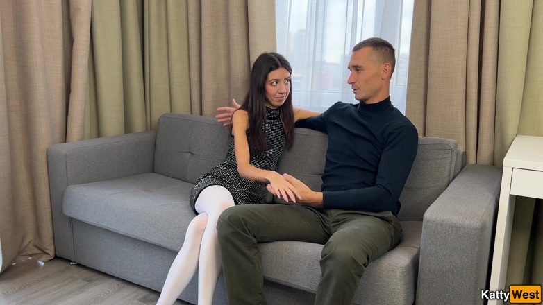 Katty West: Анальний секс на першому побаченні з красунею в білих колготках