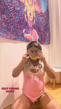 Chastity Sissy: w misce i połykania (strój króliczka)
