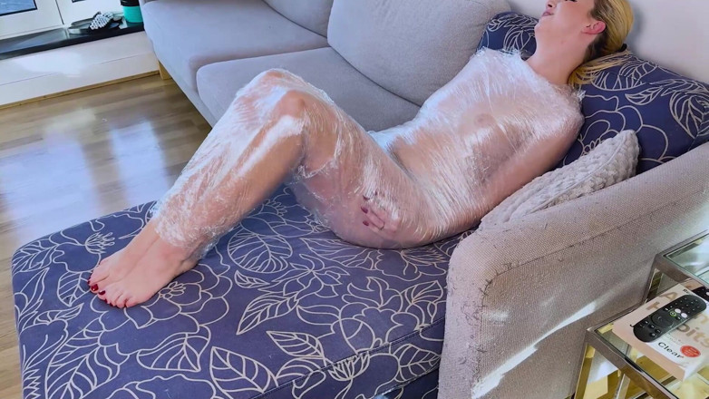 Latina Fetish: Lil Missy Mummified in Cling Film and Tape (hd +bts)