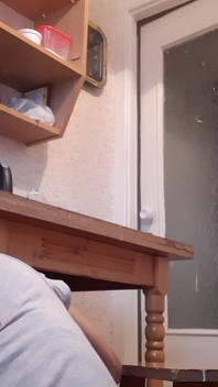 While Our Housekeeper Was Washing Dishes, My Girlfriend Was Riskily Licking Pussy Under the Table