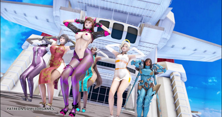 3D-Hentai Games: Red Velvet - striptease com sabor vermelho Dva Mercy Pharah Mei...