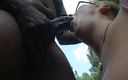 First Black Sexperience: Cagna bionda matura succhia il cazzo nero in giardino