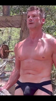Double Arm Bicep Curls Dick Out Nude Gym Workout