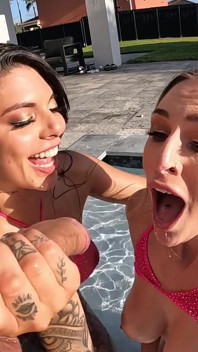 Poolside Threesome with Gina Valentina and Andre Rico