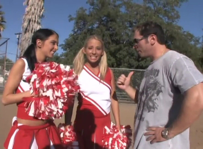 Watch Dirty Movies: Horny Cheerleader Threesome: Licking Fingering and Triple Hole Cock Pounding