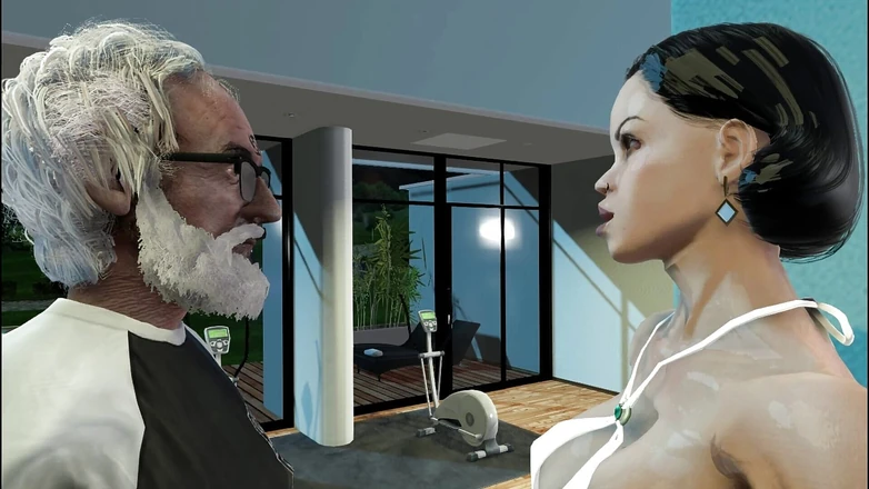 denisporco animation: Дед со старым мясом и горячая мускулистая девушка тренируется