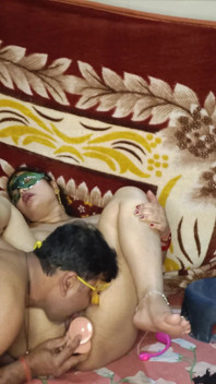 Indian Desi Bhabhi Fucking with Double Cock Dildo and His Husband Ckock