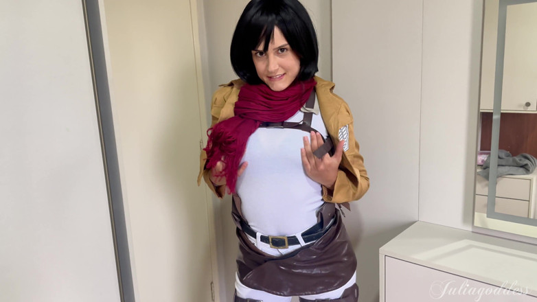 Shamelesscouple: Mikasa Cosplay, pipe - dirty talk et éjaculation sur la langue