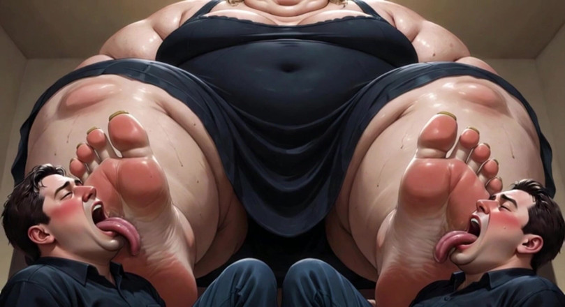 YOUR BEST FANTASY: Obese SSBBW Foot Domination - Male Slaves Cleaning Her Big Soft...