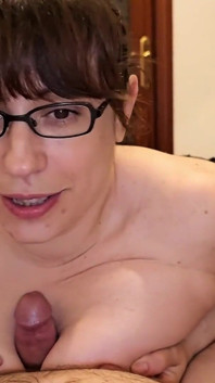 Sucking and titfucking on the living room with one of my most loyal fans