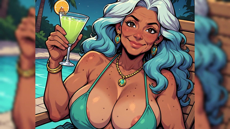 AI Porn: Tette fuori rilassarsi a bordo piscina (ai art)