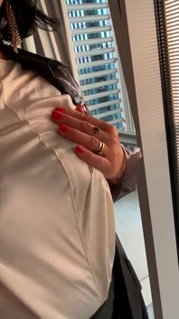 Red, big dildo and seamed stockings