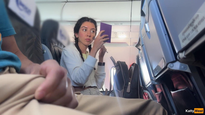 Katty West: Public Dick Flashing in Airplane - Girl Brought Me to Cumshot...