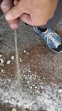 Piss och sperma utomhus i en park