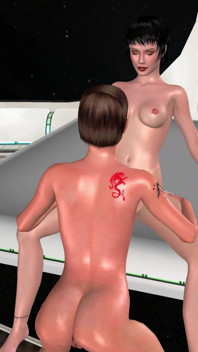 Animated 3D Porn - Two Lesbian Girls Fucking From Behind Using Strapon in Spaceship