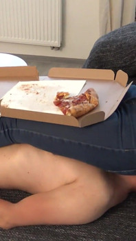 German Proll Dom Train Her Home Slave with Face Slapping and Facesitting in Jeans While Watching TV and Eating Pizza