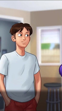 Rakan sebilik seksi Jenny berbogel menunjukkan buah dada besarnya, si jalang bertetek besar mengusik - Summertime Saga 09