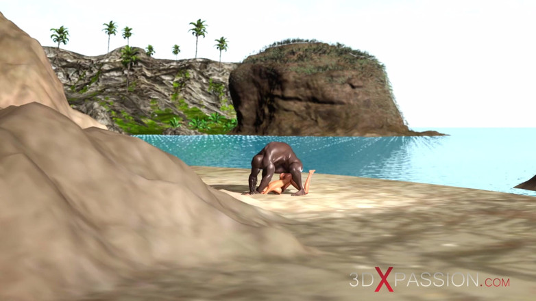 3dxpassion: Heißer sex am strand! Großer schwarzer mann knallt ein geiles...