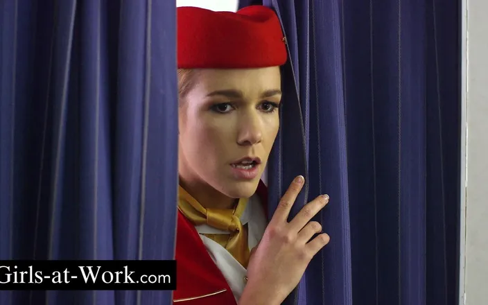 Girls At Work: Foursome in a Plane with 2 Stewardesses