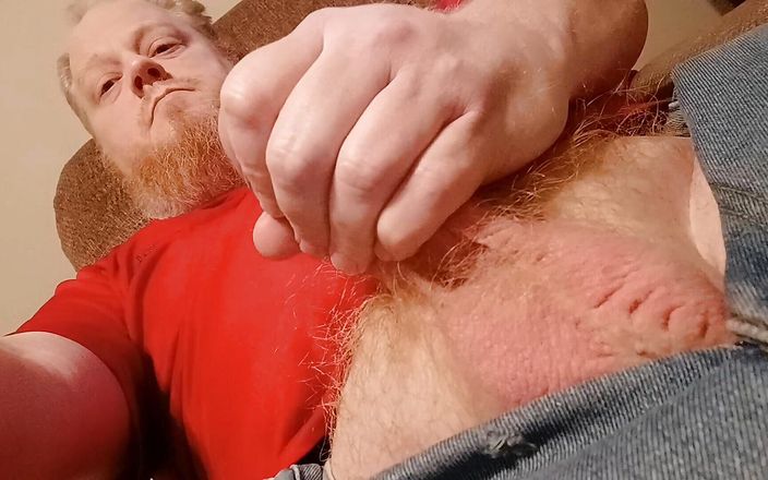 Johnny Red studio: Stroking my Big Cock ginger pubes no underwear