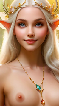 Ai nackte kunst, frau, hält begonia mit Citrine gelber diamanten schmuck 4k künstlerische diashow