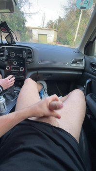 Jerking off in the Passenger Seat While on the Road