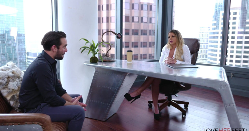 Loveherfeet: Brooklyn Chase has slutty foot sex in her office