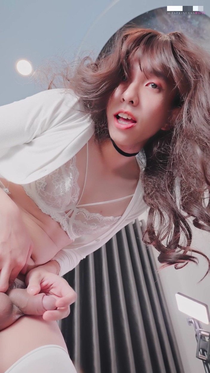 Ts Princess Rose: Asian Sissy in Lingerie Cums on Your Face POV