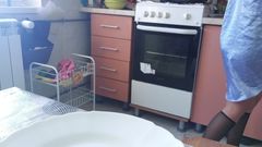 Sensual Hairy Woman in the Kitchen