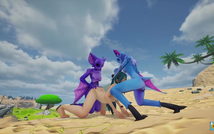 NSFW Gaming: Futa canavar kızlar tarafından tükürülüyor (sapphire safari v.24 animasyonu)