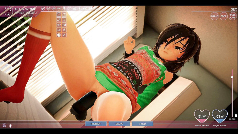 Cumming Gaming: Náš byt [Vánoční Hentai porno hra], ep. 2. Šukám svoji spolubydlící v Santových šatech...